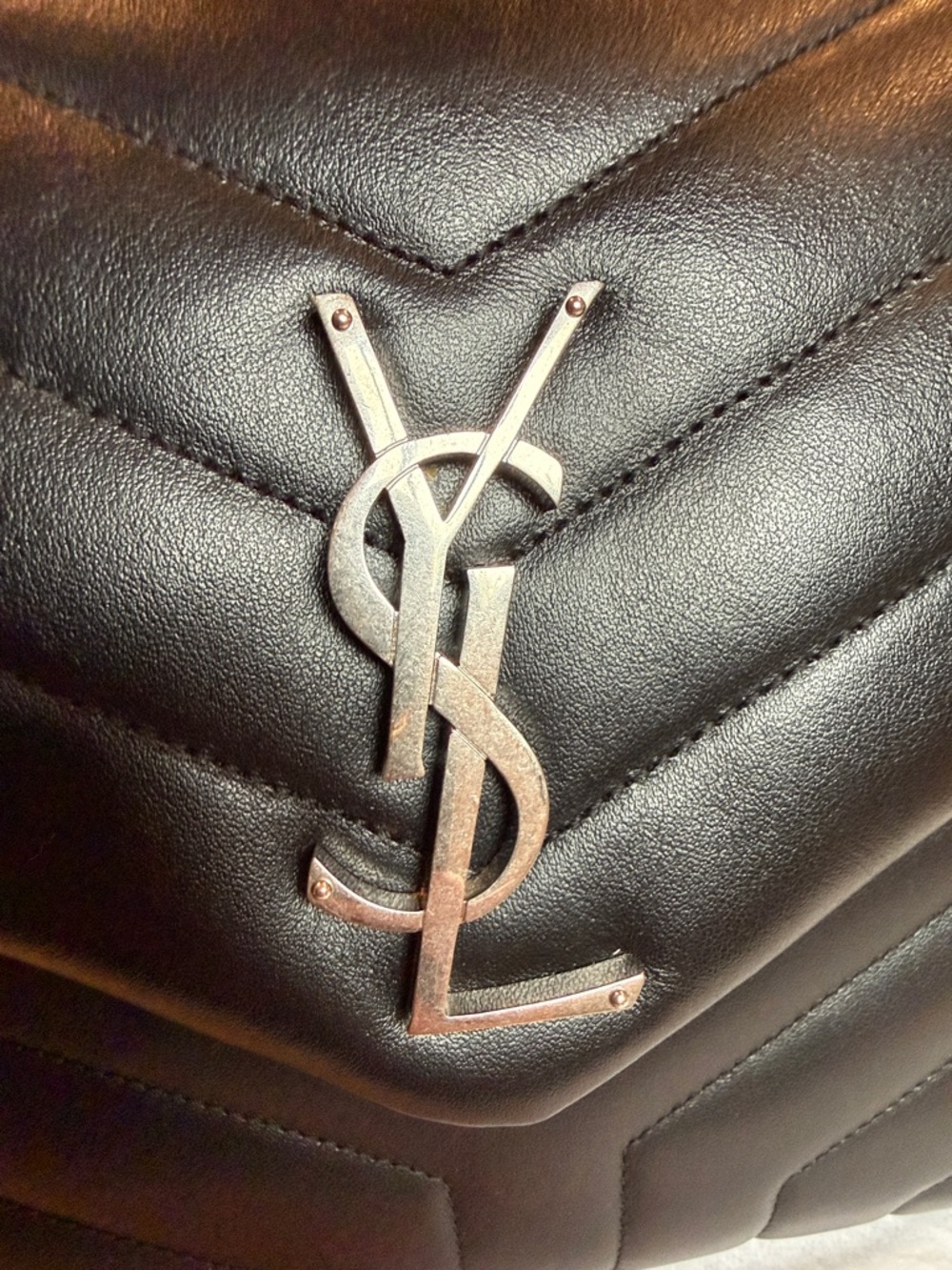 Saint Laurent Black Chevron Quilted Leather Envelope Crossbody with Silver YSL - Picture 3 of 14